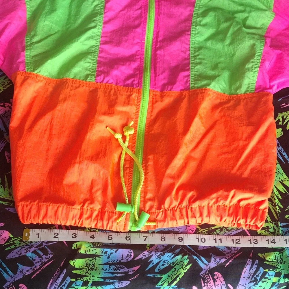 VTG 90s French Toast Neon Color Block Windbreaker - Picture 9 of 11